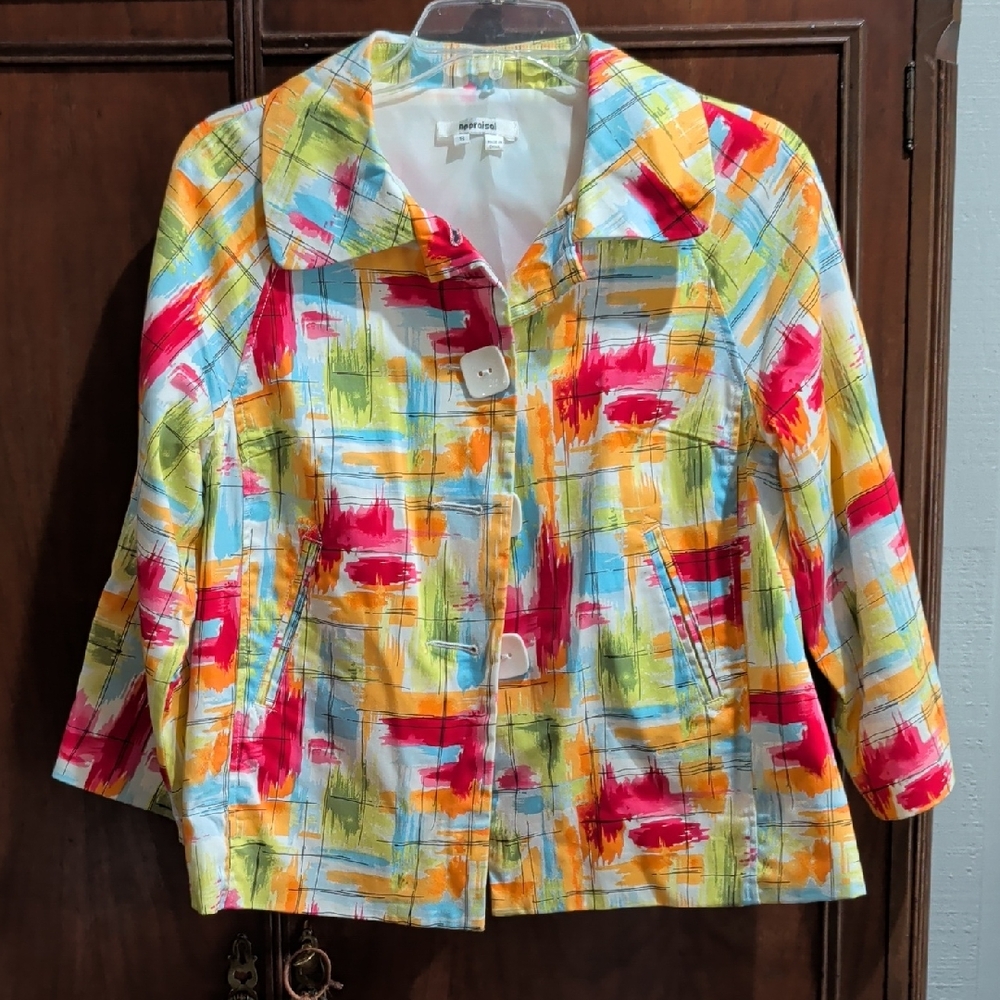 Color Splash Cropped Jean Jacket - Multicolor